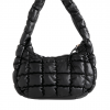 Black Faux Leather Puffer Shoulder Bag